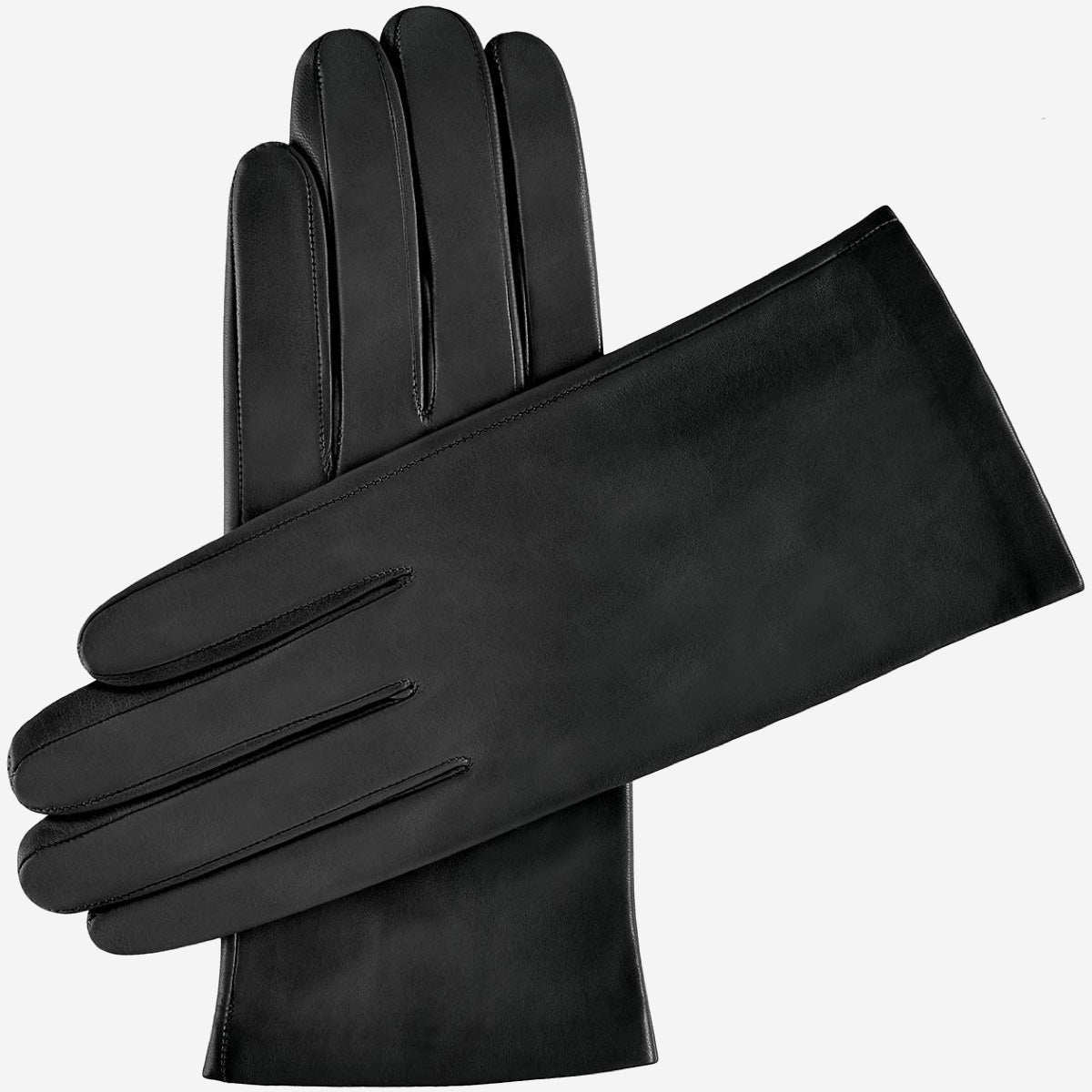 Sofia (black) - Italian lambskin leather gloves with silk lining — photo 1 of 10