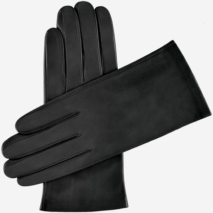 Sofia (black) - Italian lambskin leather gloves with silk lining — photo 1 of 10