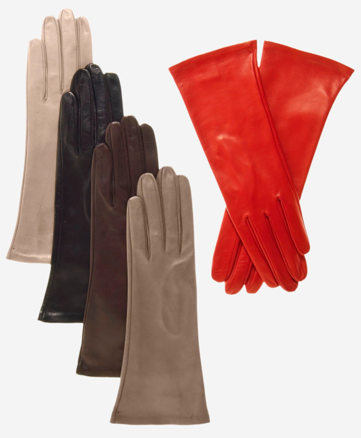 FS01W4 (cognac) - Italian 4-button length silk lined leather gloves — photo 2 of 8