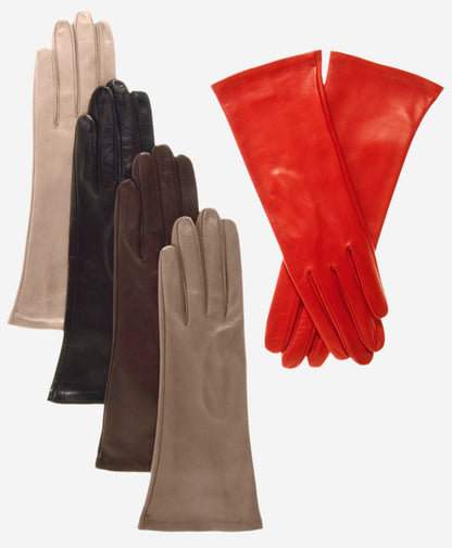 FS01W4 (cognac) - Italian 4-button length silk lined leather gloves — photo 2 of 8