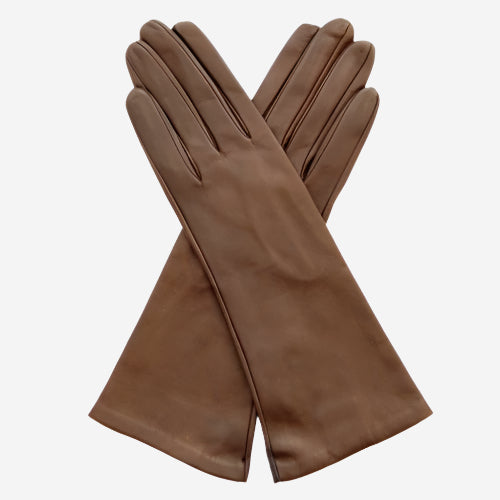 FS01W4 (brown) -Italian 4-button length silk lined leather gloves — photo 2 of 9