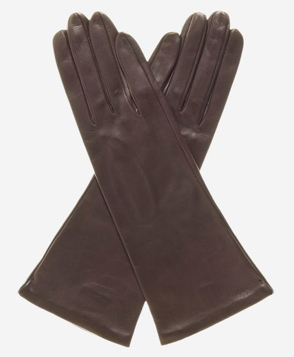 FS01W4 (brown) -Italian 4-button length silk lined leather gloves — photo 1 of 9