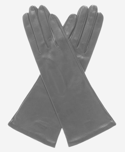 FS01W4 (grey) - Italian 4-button length silk lined leather gloves — photo 1 of 8