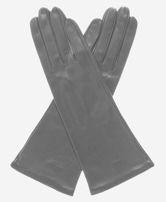 FS01W4 (grey) - Italian 4-button length silk lined leather gloves — photo 1 of 8
