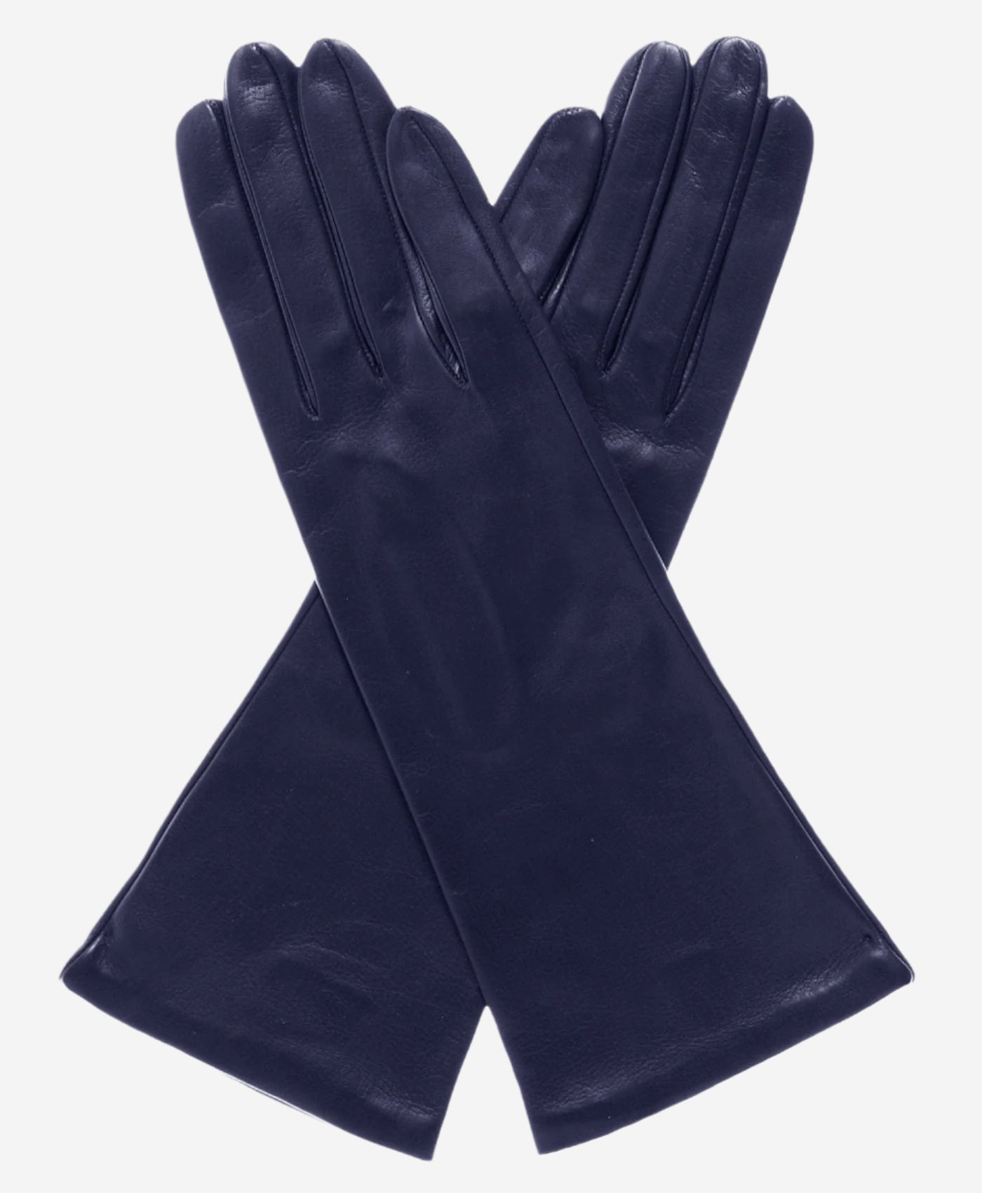 FS01W4 (navy) - Italian 4-button length silk lined leather gloves — photo 1 of 8