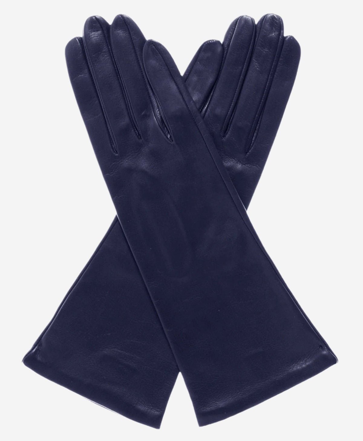 FS01W4 (navy) - Italian 4-button length silk lined leather gloves — photo 1 of 8