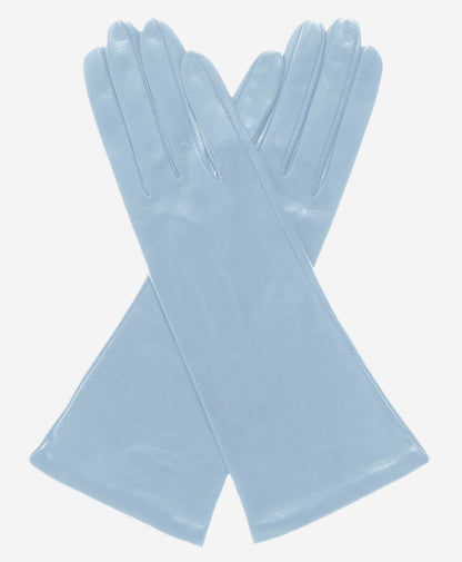 FS01W4 (sky) - Italian 4-button length silk lined leather gloves — photo 1 of 8