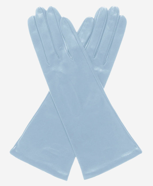 FS01W4 (sky) - Italian 4-button length silk lined leather gloves — photo 1 of 8