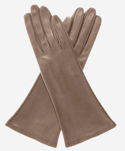 FS01W4 (taupe) - Italian 4-button length silk lined leather gloves — photo 1 of 8