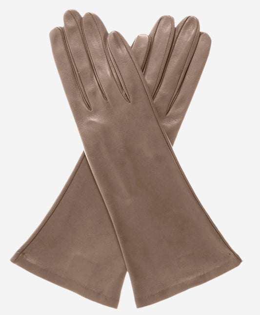 FS01W4 (taupe) - Italian 4-button length silk lined leather gloves — photo 1 of 8