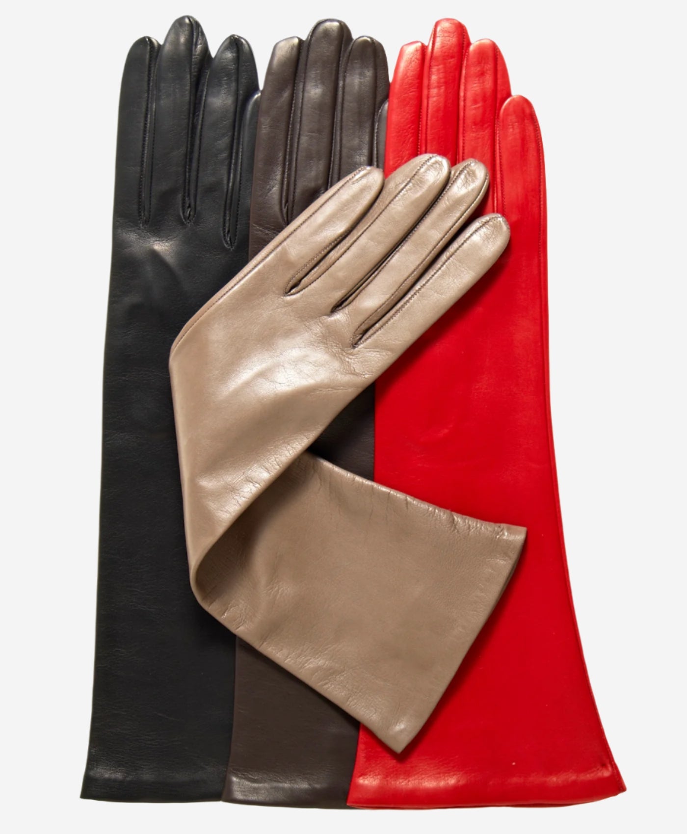 Elena (taupe) - Italian silk lined 6-button length leather opera gloves — photo 2 of 8