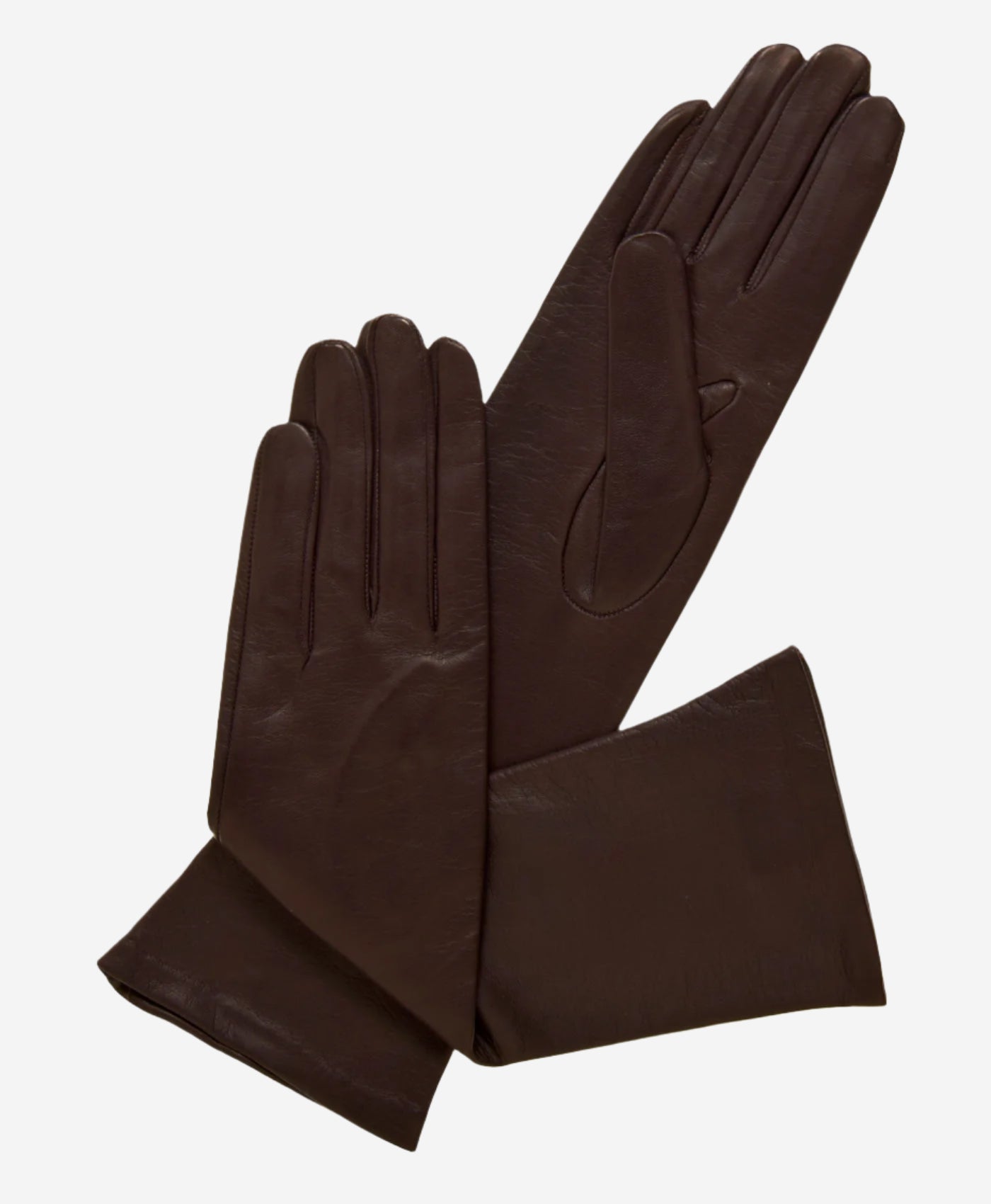 Elena (brown) - Italian silk lined 6-button length leather opera gloves — photo 1 of 8