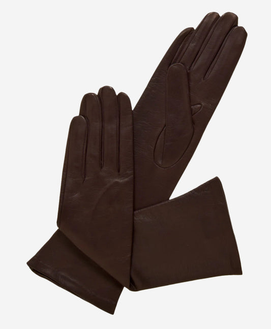 Elena (brown) - Italian silk lined 6-button length leather opera gloves — photo 1 of 8