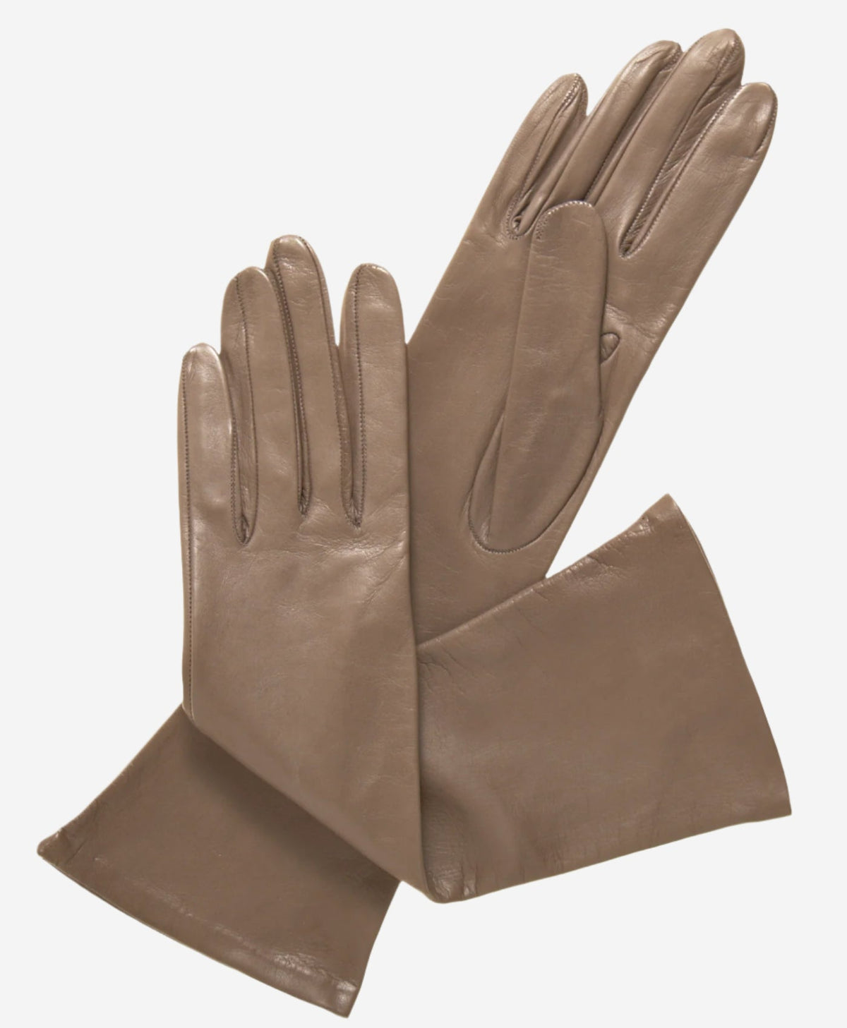 Elena (taupe) - Italian silk lined 6-button length leather opera gloves — photo 1 of 8