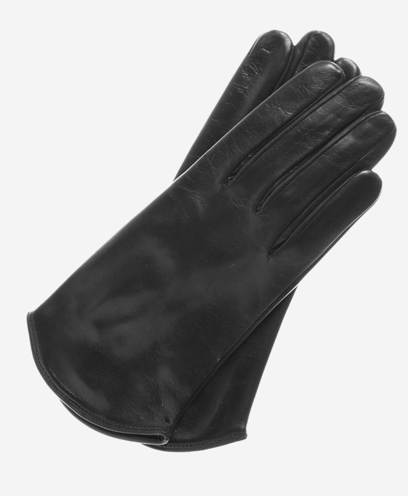 FS02 (black) - Women's Italian Silk Lined Leather Gloves with Curved Hem — photo 1 of 8