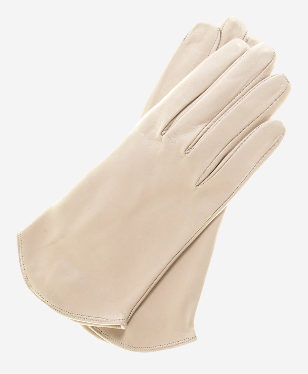 FS02 (cream) - Women's Italian silk lined leather gloves with curved hem — photo 1 of 8