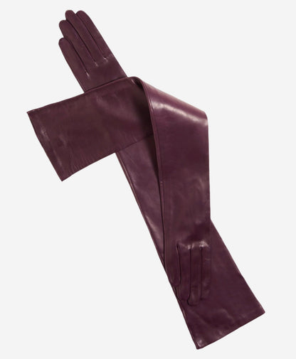 FS15W16 (black/grape) - Italian silk lined opera leather gloves 16-button length — photo 1 of 10
