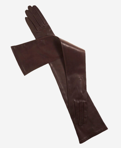 FS15W16 (brown) - Italian silk lined opera leather gloves 16-button length — photo 1 of 8