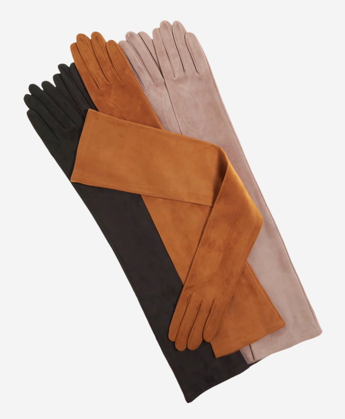 FS15W16SUEDE (taupe) - Italian silk lined suede opera gloves 16-button length — photo 2 of 8