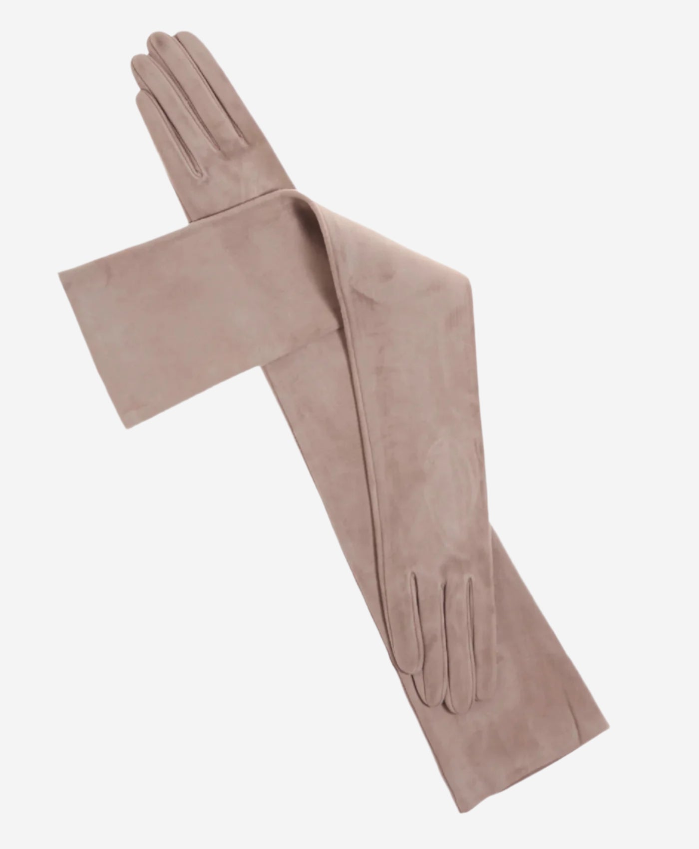 FS15W16SUEDE (taupe) - Italian silk lined suede opera gloves 16-button length — photo 1 of 8