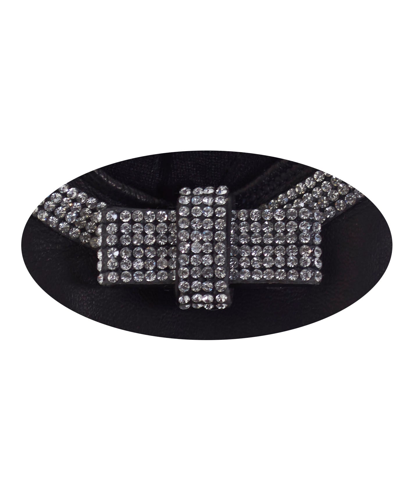 FS4321 (black) - Women's Italian silk lined leather gloves with Swarovski crystal bow — photo 6 of 10