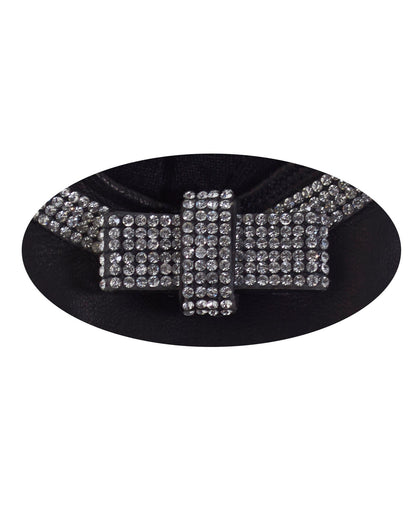 FS4321 (black) - Women's Italian silk lined leather gloves with Swarovski crystal bow — photo 6 of 10