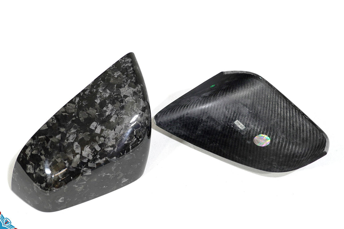 2016-2026 Tesla Model X OEM Design Dry Carbon Fiber Mirror Cover Overlays | FYBR Aerodynamics