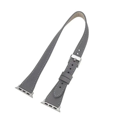 Luxury Double Wrap Grey Leather Apple Watch Band - San Diego