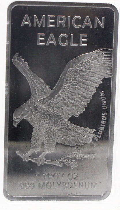 1 Troy Ounce OZ .999 Pure Molybdenum Precious Metal Walking Liberty American Eagle Silver Rare Metal Bar