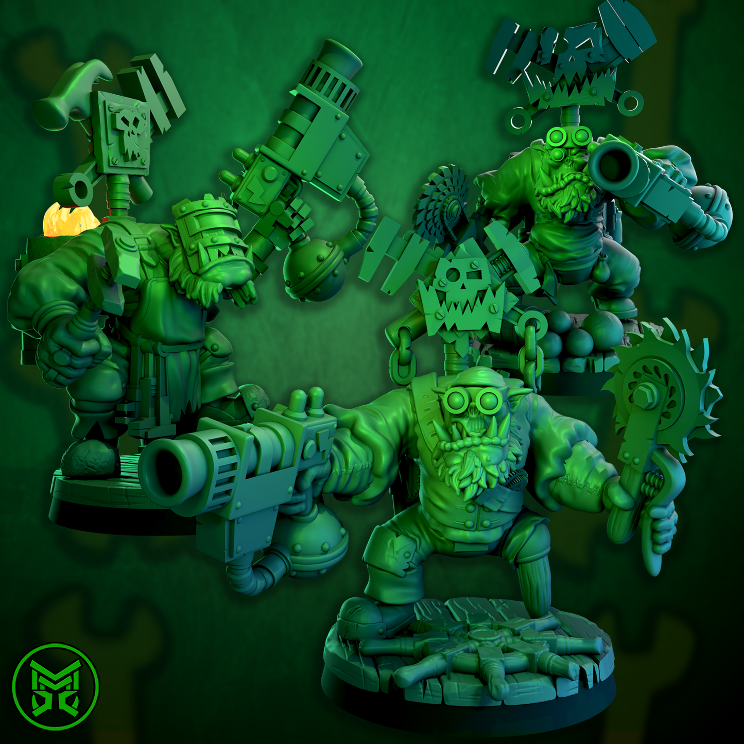 Mecánicos Orkos Piratas Impresos en 3D por Mekka Miniatures