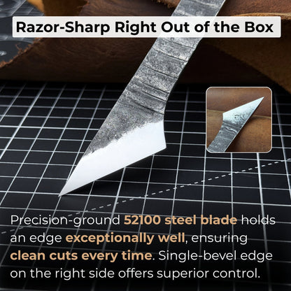 Hand-Forged Single-Bevel Kiridashi Knife with Leather Sheath