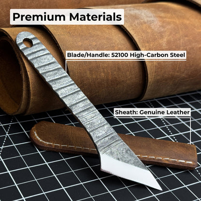 Hand-Forged Single-Bevel Kiridashi Knife with Leather Sheath