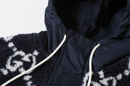 Gucci GG Fuzzy Fabric Jacquard Jacket 'Dark Blue'