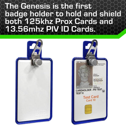 All Metal Magnetic Badge Holder - RFID Secure Badge Holder Genesis™ with BloxProx™