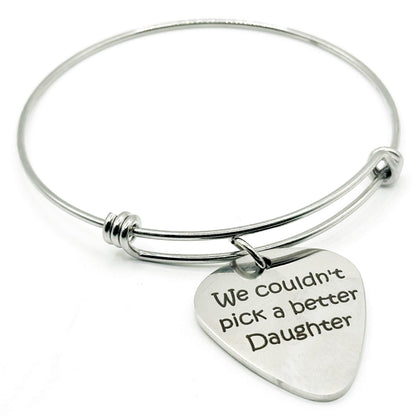 We Couldn’t Pick A Better Daughter Bracelet Stainless Steel Guitar Pick Charm Gift From Parents