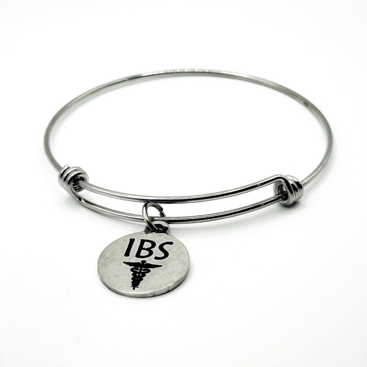IBS Medical Condition Charm Bracelet Stainless Steel Expanding Bangle Digestive Health Awareness Jewelry