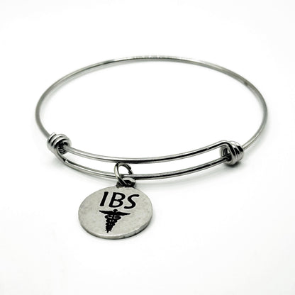 IBS Medical Condition Charm Bracelet Stainless Steel Expanding Bangle Digestive Health Awareness Jewelry