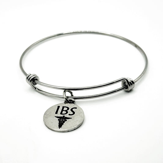 IBS Medical Condition Charm Bracelet Stainless Steel Expanding Bangle Digestive Health Awareness Jewelry