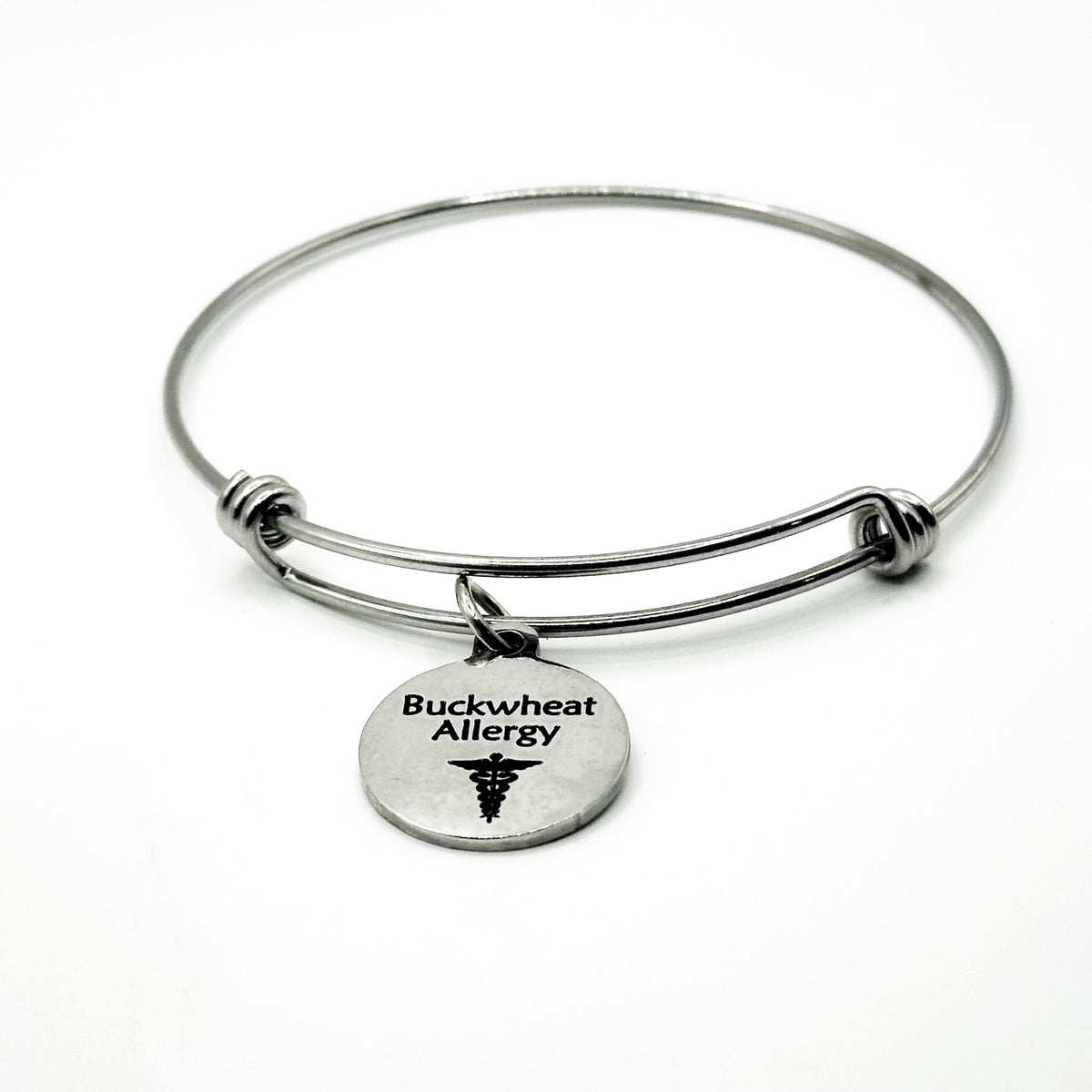 Buckwheat Allergy Medical Condition Charm Bracelet Stainless Steel Expanding Bangle Allergy Awareness Jewelry