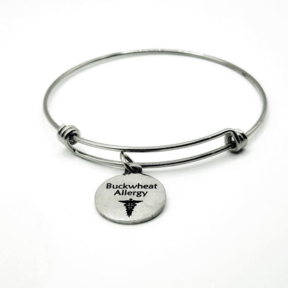 Buckwheat Allergy Medical Condition Charm Bracelet Stainless Steel Expanding Bangle Allergy Awareness Jewelry