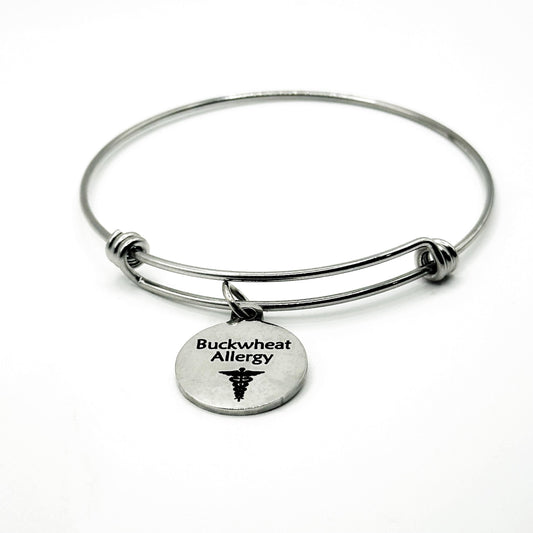 Buckwheat Allergy Medical Condition Charm Bracelet Stainless Steel Expanding Bangle Allergy Awareness Jewelry