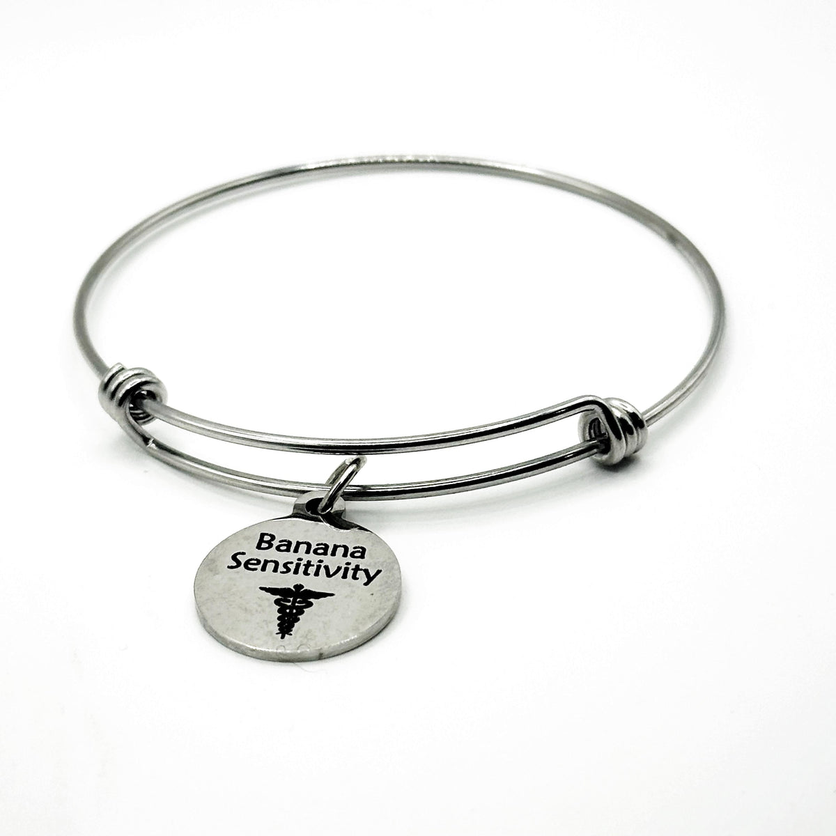 Banana Sensitivity Medical Condition Charm Bracelet Stainless Steel Expanding Bangle Food Sensitivity Awareness Jewelry