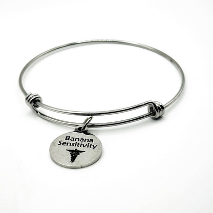 Banana Sensitivity Medical Condition Charm Bracelet Stainless Steel Expanding Bangle Food Sensitivity Awareness Jewelry