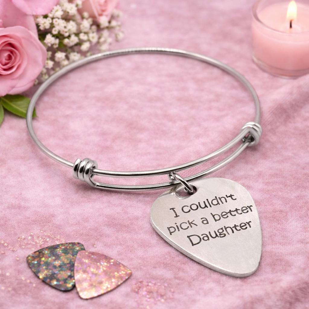 I Couldn't Pick A Better Daughter Bracelet Stainless Steel Expanding Bangle Gift From Mom Dad Parents