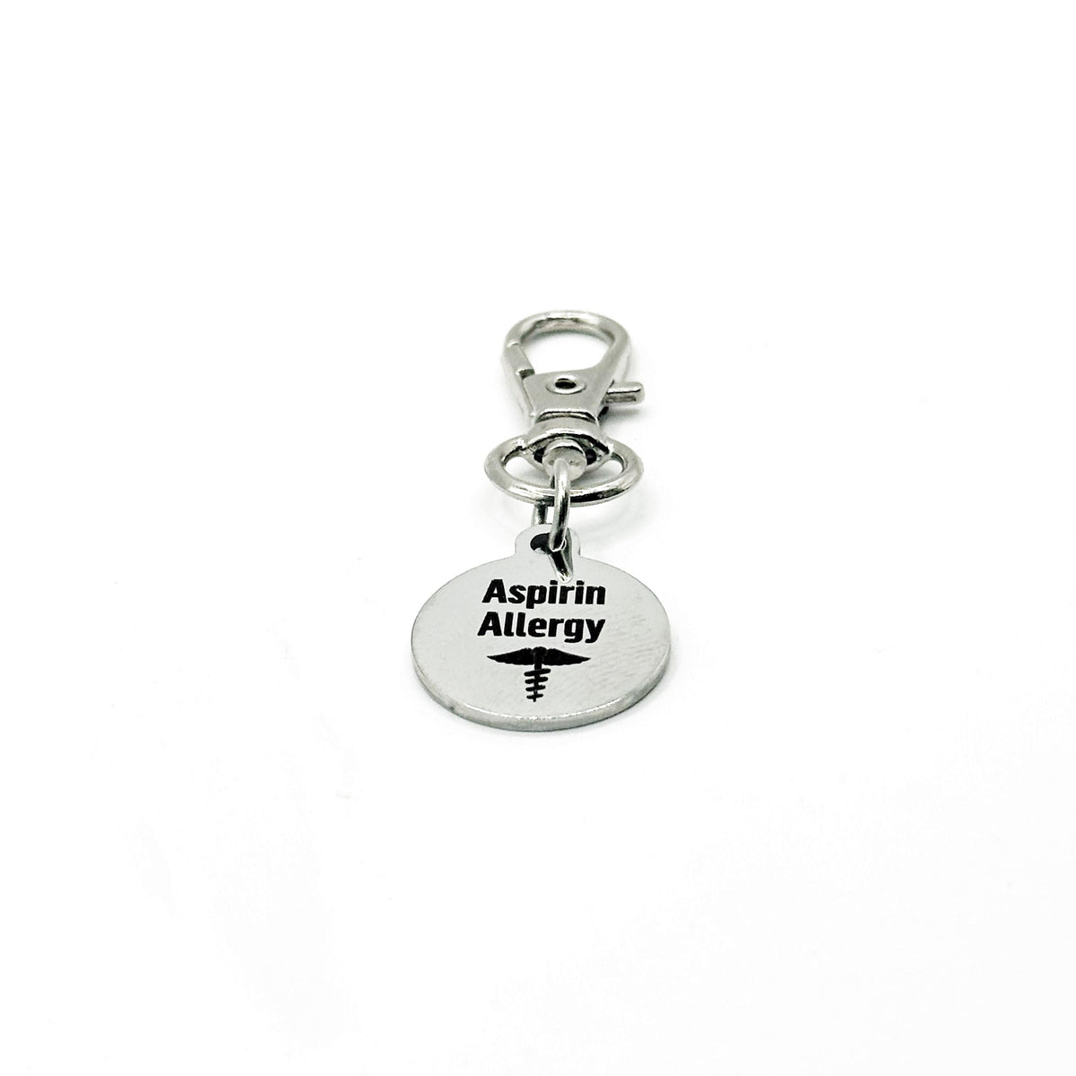 Aspirin Allergy Medical Alert Clip On Charm Stainless Steel Allergy Tag Emergency Awareness Gift