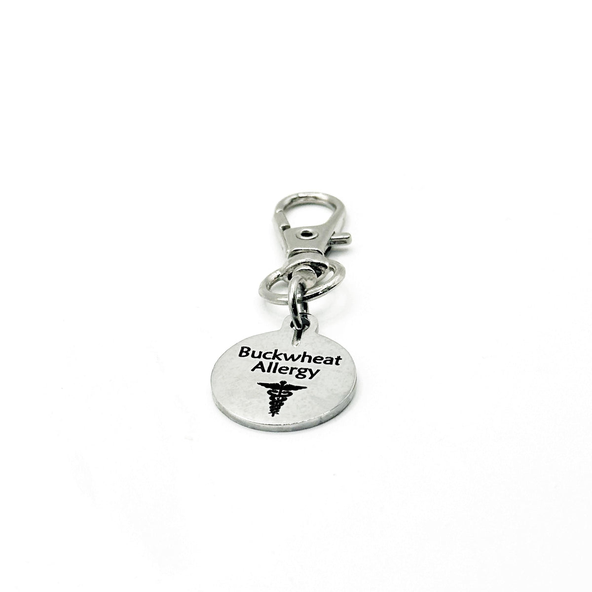 Buckwheat Allergy Medical Alert Clip On Charm Stainless Steel Allergy Awareness Emergency Tag