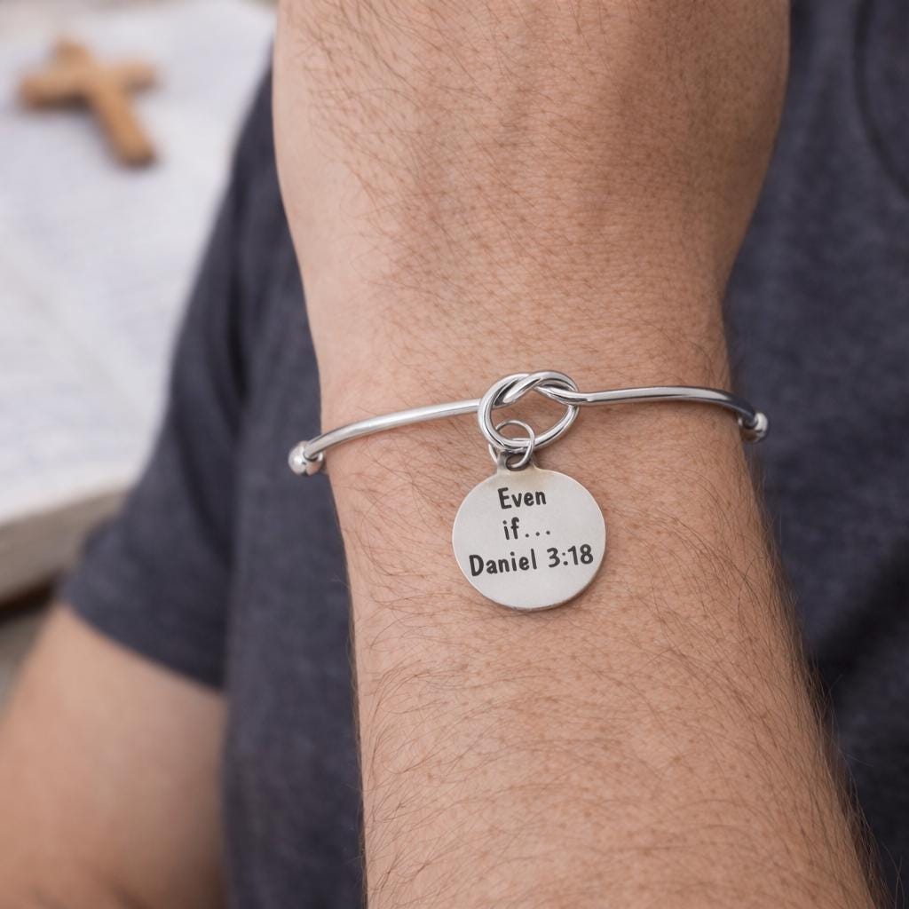 Even If Daniel 3 18 Charm Cuff Bracelet Christian Scripture Bracelet Faith Jewelry Gift Silvertone Cuff