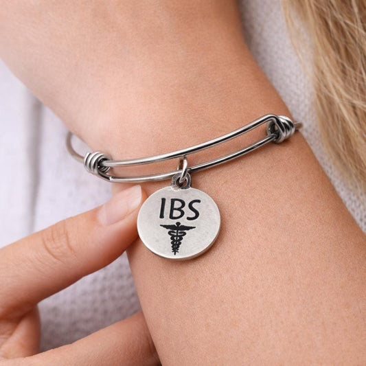 IBS Medical Condition Charm Bracelet Stainless Steel Expanding Bangle Digestive Health Awareness Jewelry