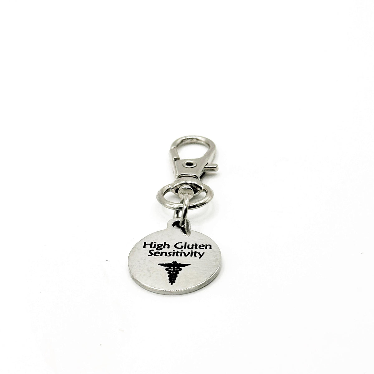 High Gluten Sensitivity Medical Alert Clip On Charm Stainless Steel Allergy Identification Lobster Clasp Charm