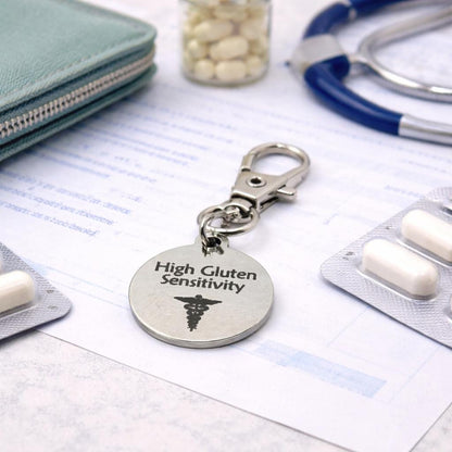 High Gluten Sensitivity Medical Alert Clip On Charm Stainless Steel Allergy Identification Lobster Clasp Charm